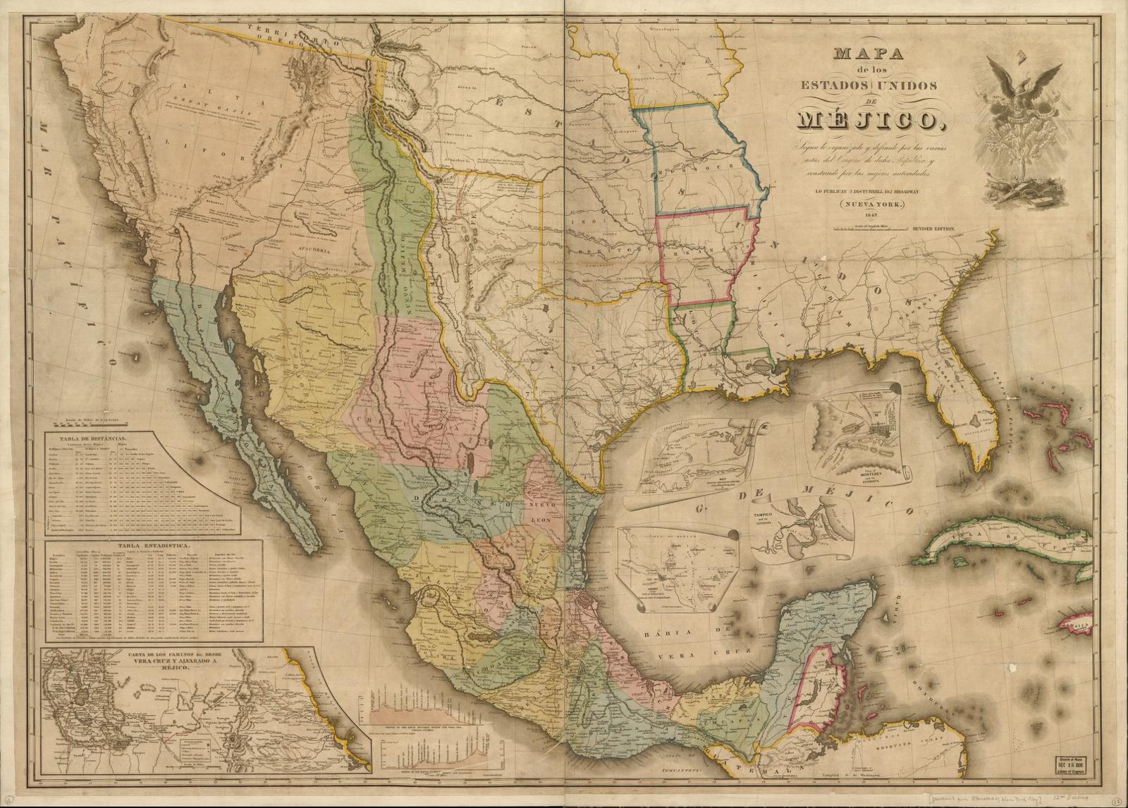 Mapa de los Estados Unidos de Méjico, 1847. John Disturnell (after White, Gallaher & White, 1828).