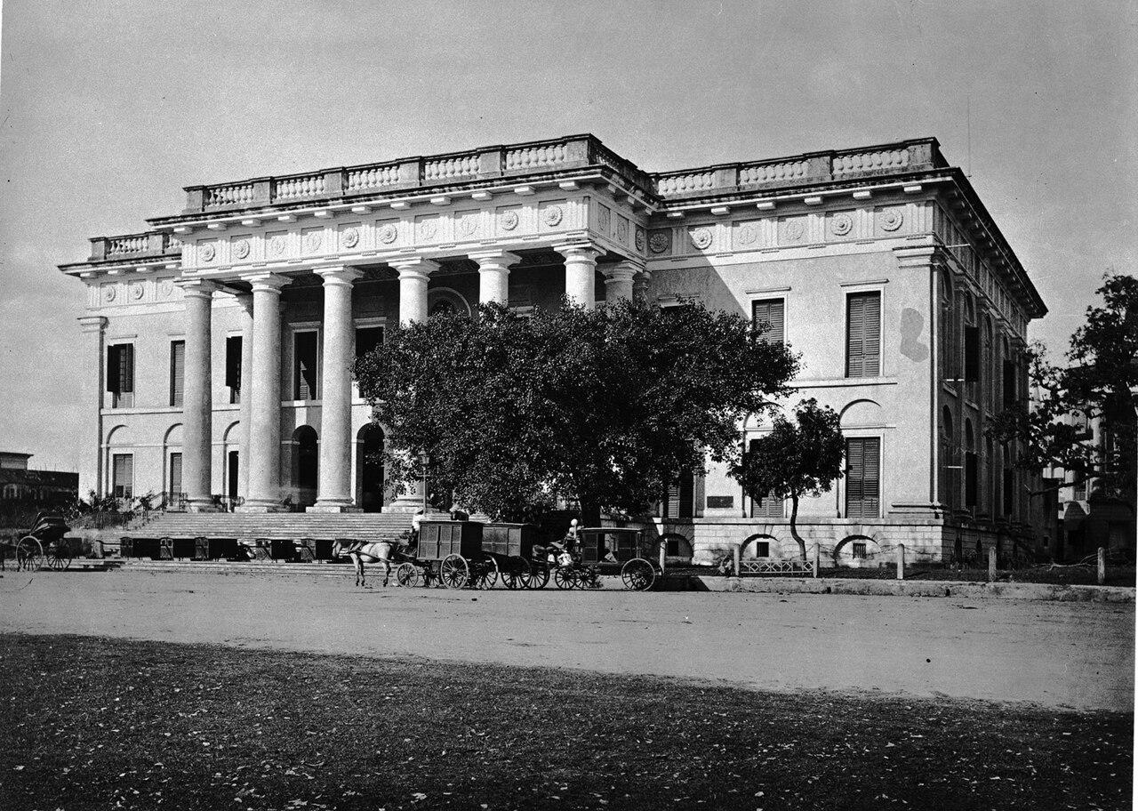 Town Hall, Calcutta, ca. 1870. Samuel Bourne. The catalog title says about 1870. No separate date is printed on this file.. Street photograph.