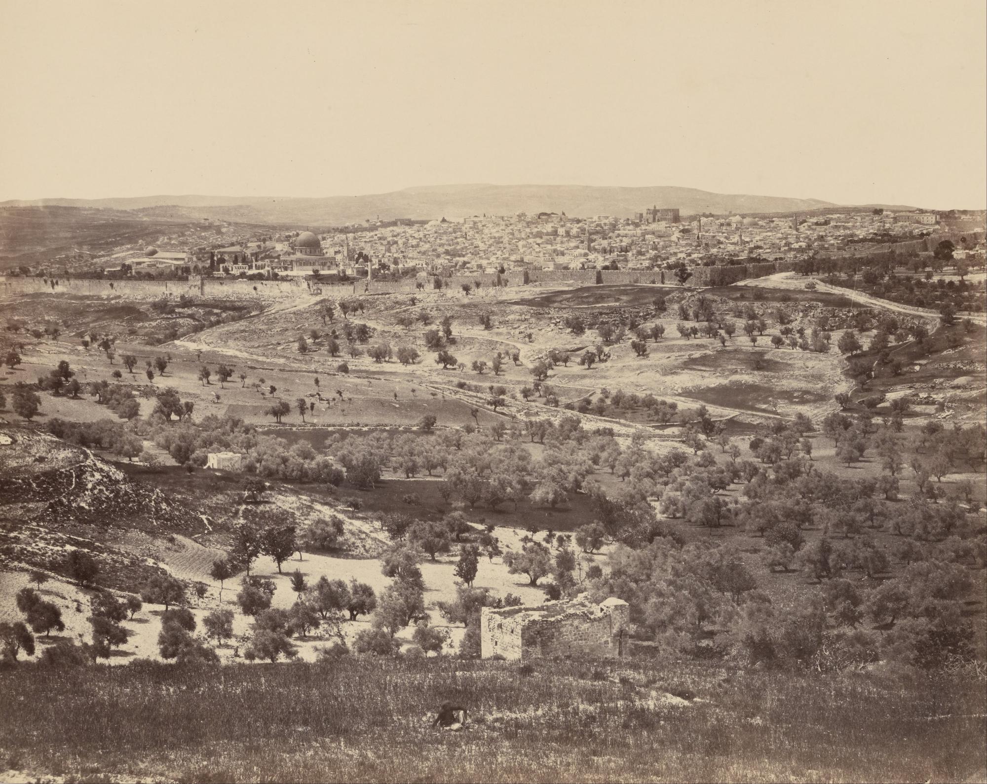 Jerusalem from the Mount of Olives, 1858. Francis Frith.. Elevated photograph.