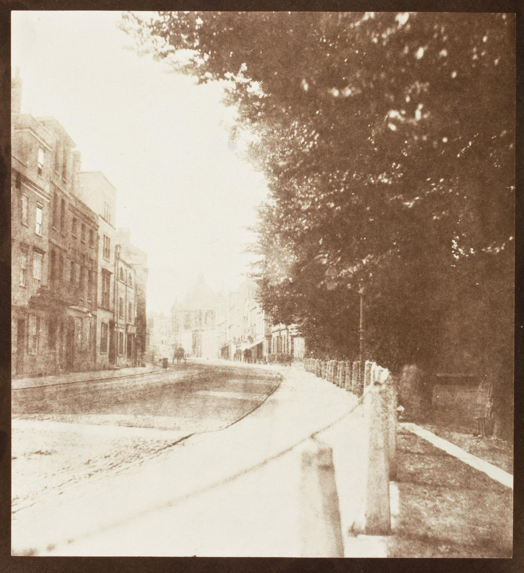 High Street, Oxford, printed 1844. William Henry Fox Talbot. Calotype. LACMA dates the negative circa 1839 and the print 1844.. Street photograph.